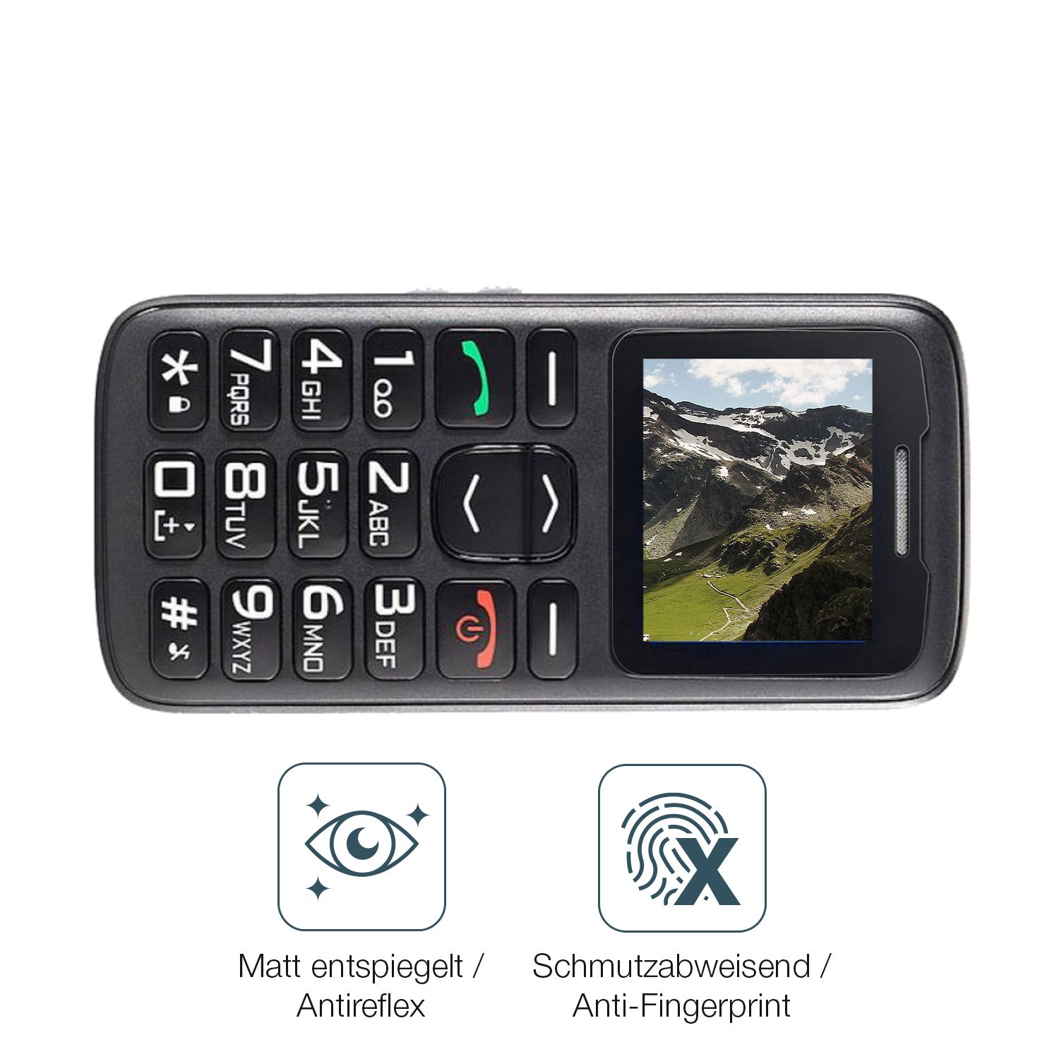 9H Hartbeschichtete, flexible Folie passend zugeschnitten für Simvalley Senioren mobile