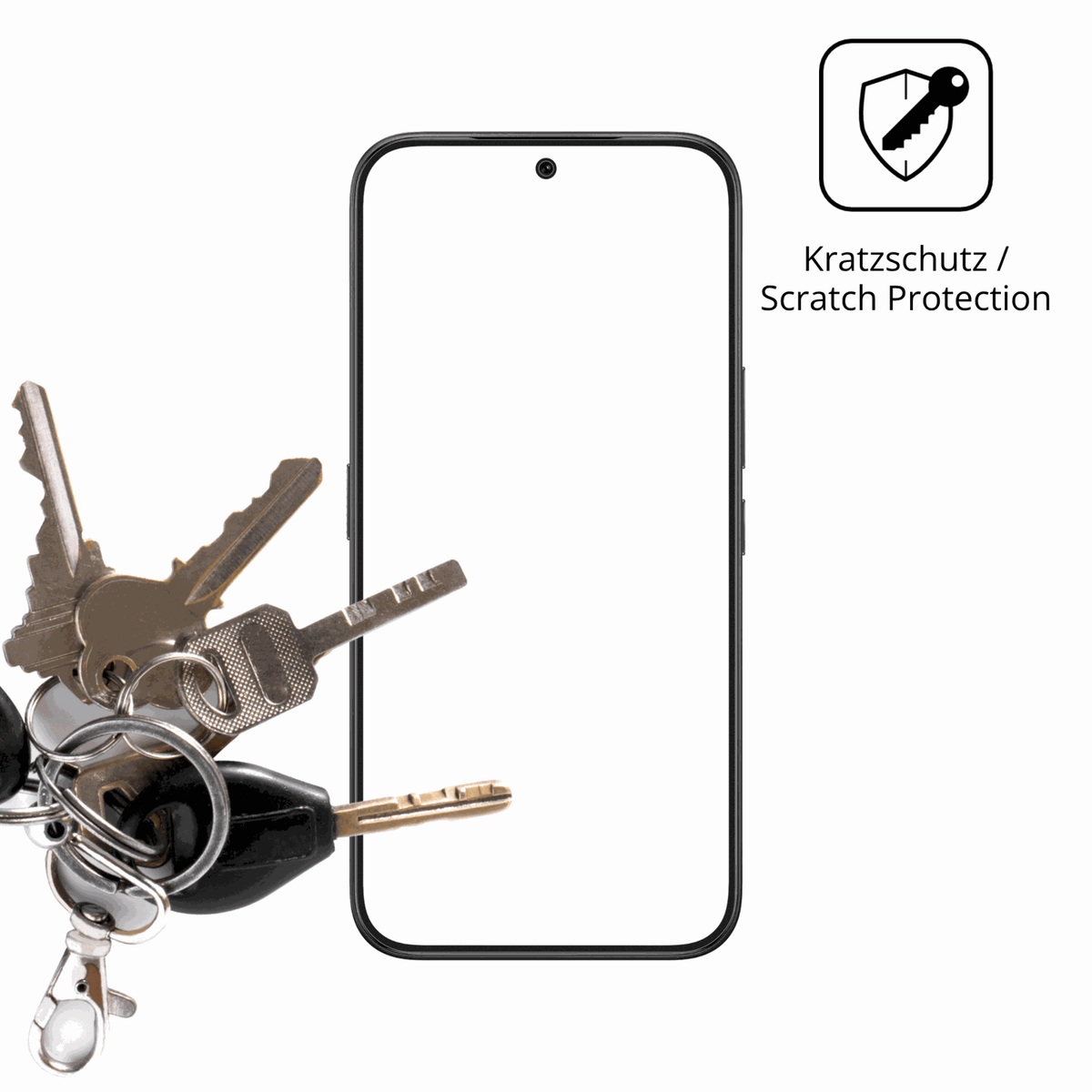 Schutz gegen Kratzer auf dem Tecno Camon 50 Glas durch Schlüssel oder Ähnliches