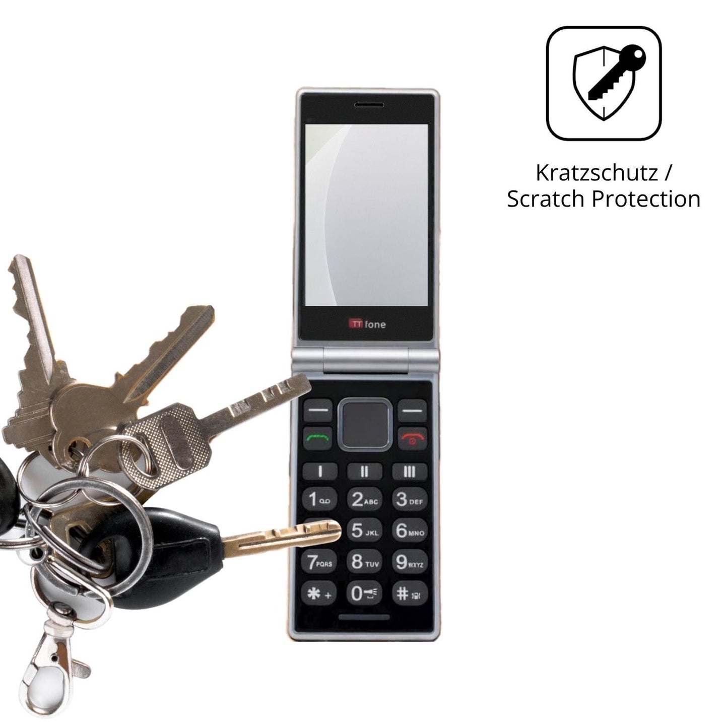 Schutz gegen Kratzer auf dem TTfone TT990 4G Glas durch Schlüssel oder Ähnliches