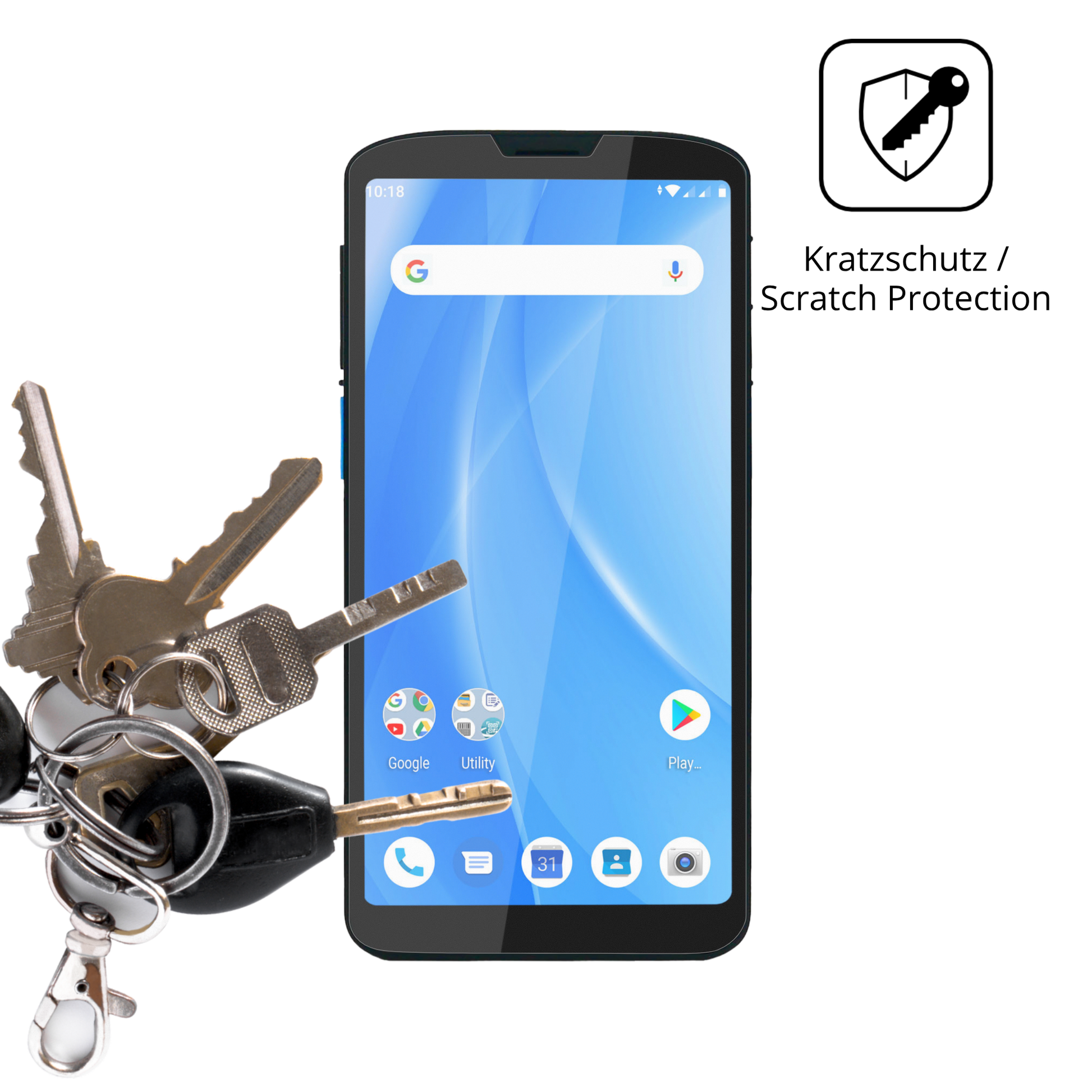 Schutz gegen Kratzer auf dem Unitech EA630 Glas durch Schlüssel oder Ähnliches
