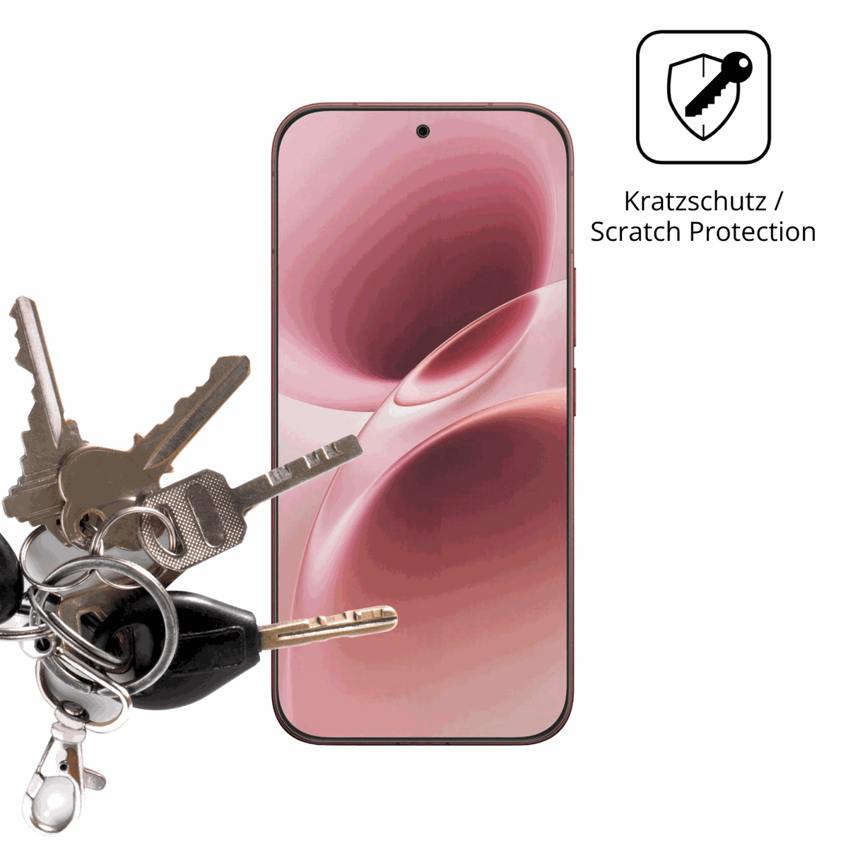 Schutz gegen Kratzer auf dem Vivo V70 Glas durch Schlüssel oder Ähnliches