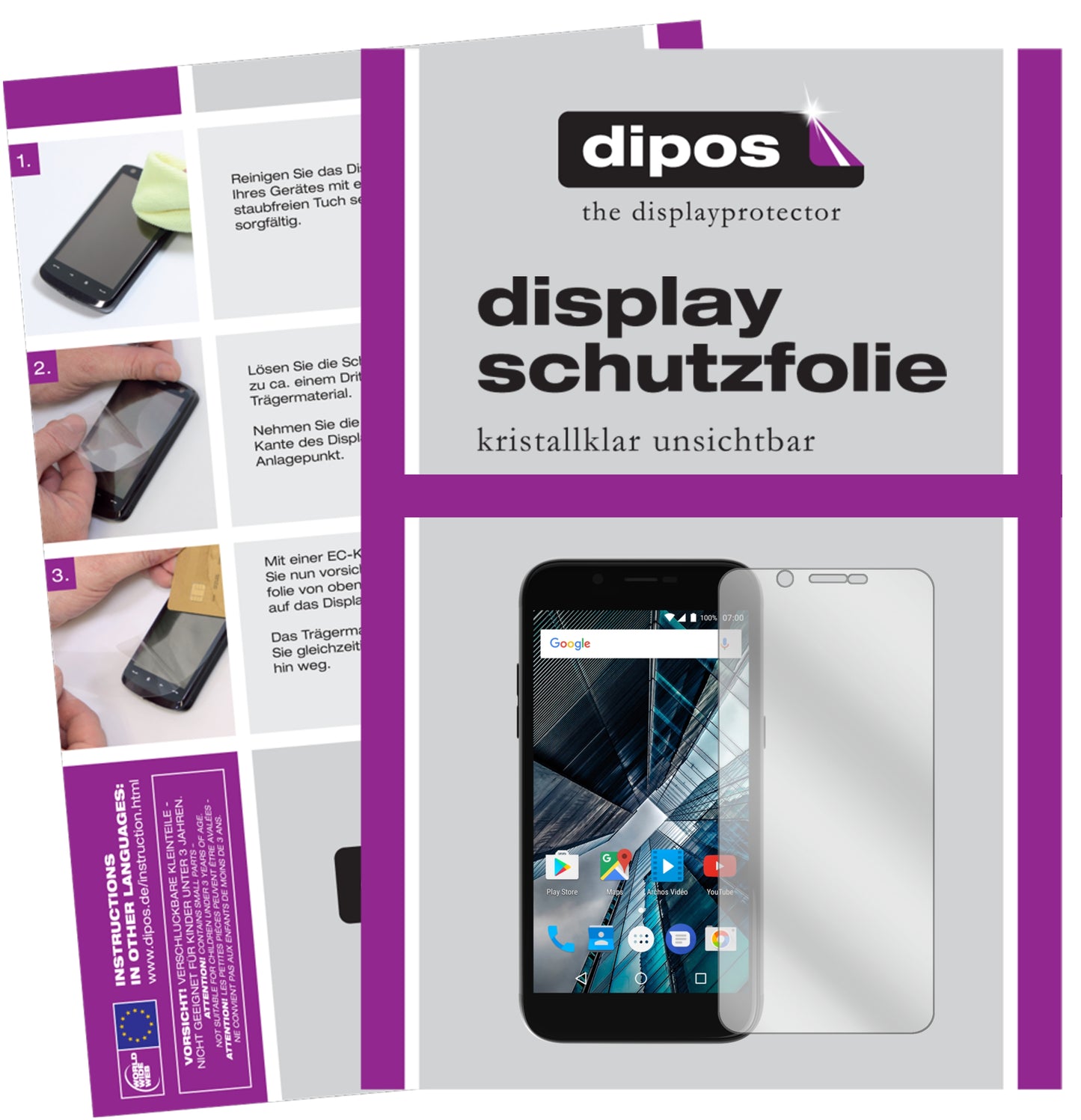 Kristallklare, dünne Schutzfolie: Kratzfest & passgenau für Archos-50 Graphite