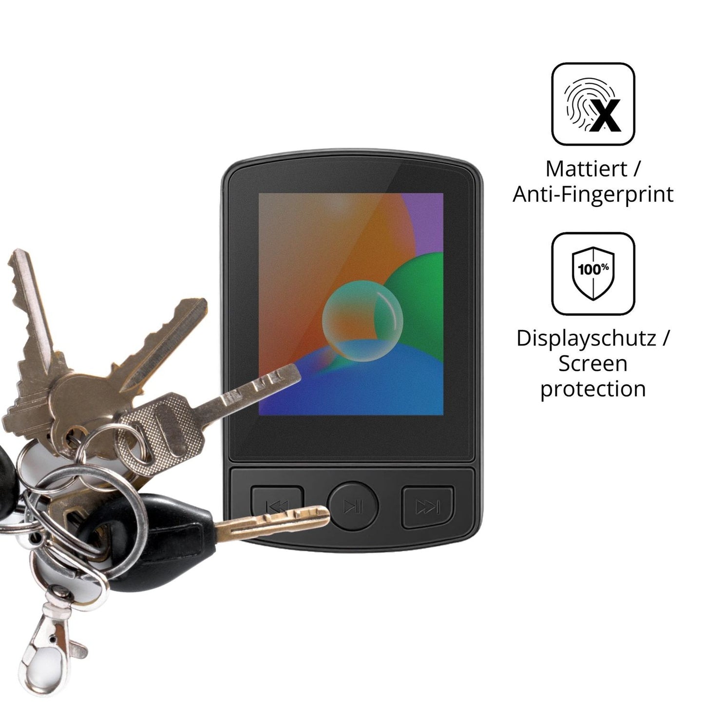 dipos Displayschutz für Aroeally MP3-07, mattierte Oberfläche, Blickschutzfilter und perfekter Passform