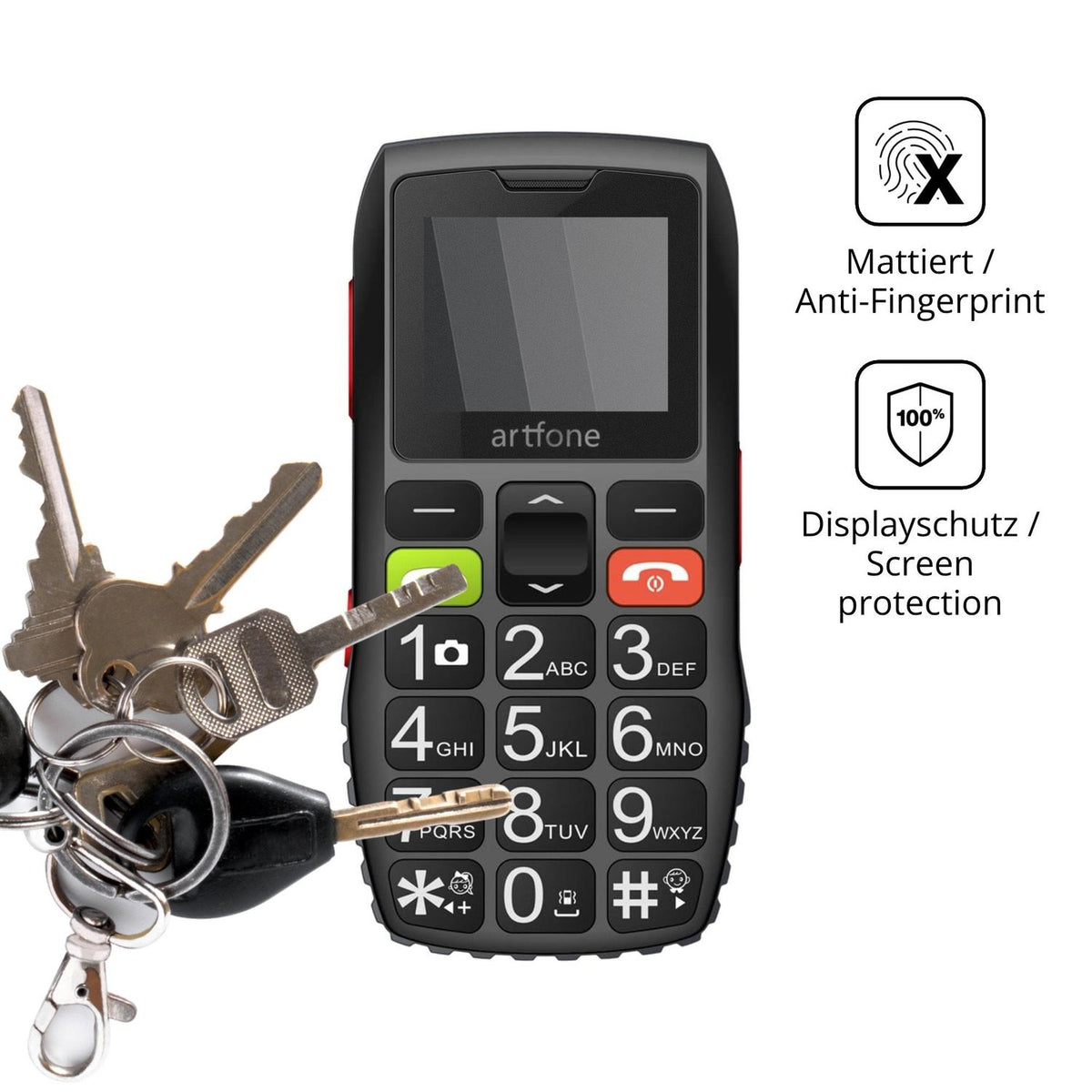 dipos Displayschutz für artfone C1, mattierte Oberfläche, Blickschutzfilter und perfekter Passform