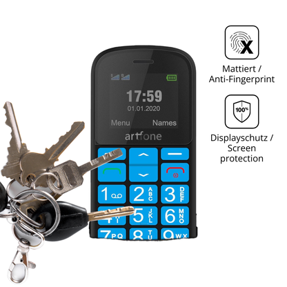 dipos Displayschutz für artfone CS188 Senioren-Handy, mattierte Oberfläche, Blickschutzfilter und perfekter Passform