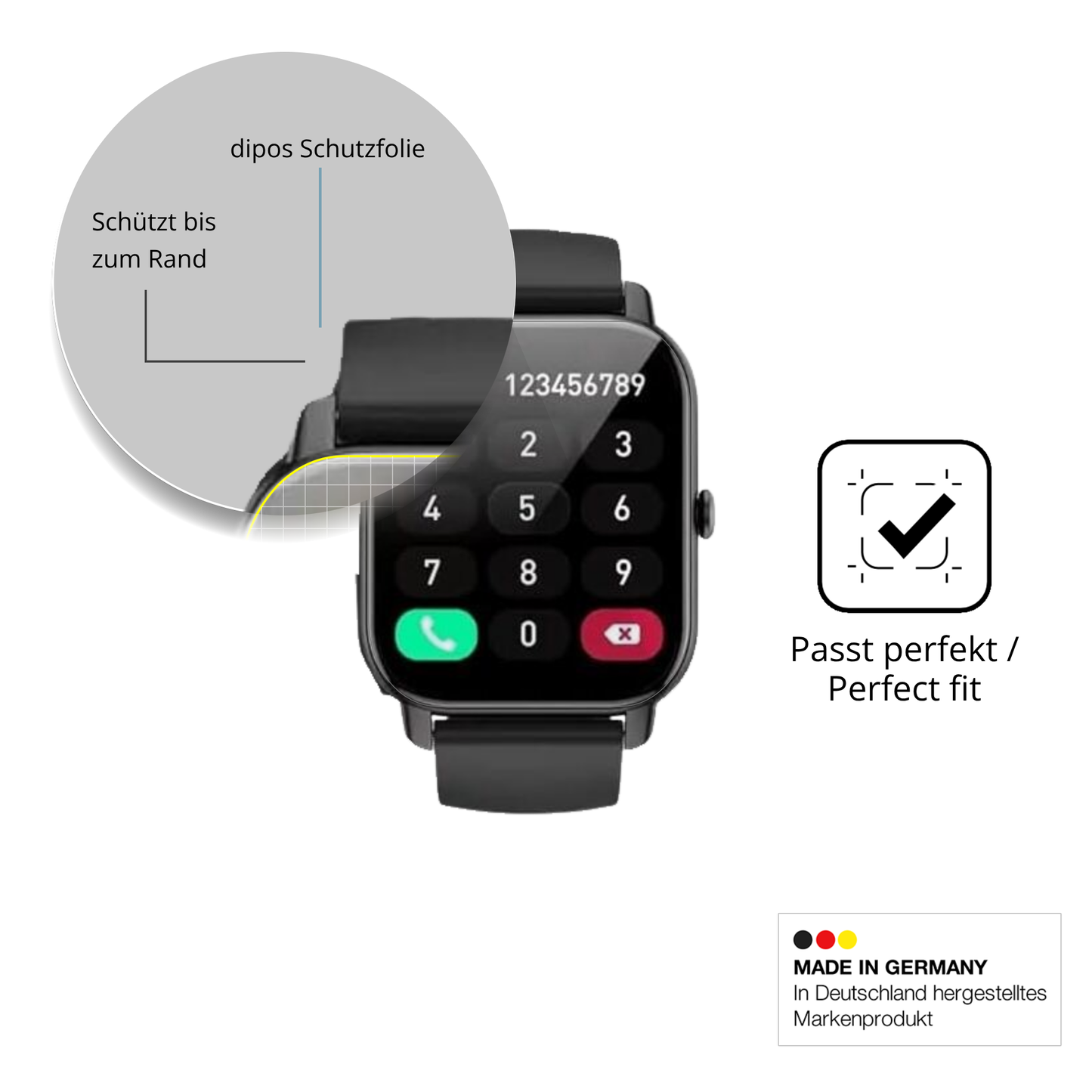 Schutzfolie mit optimaler Passform, zur Verwendung mit Hüllen geeignet