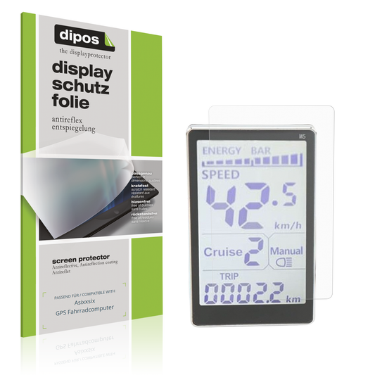 Matte Displayschutzfolie von dipos passend für Asixxsix GPS Fahrradcomputer, präziser Zuschnitt und blasenfrei montiert