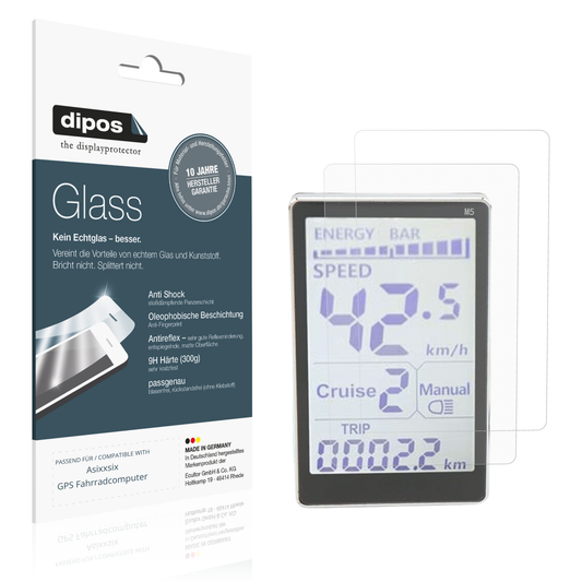 Matte Displayschutzfolie von dipos passend für Asixxsix GPS Fahrradcomputer, 9H kratzfest und blasenfrei montiert