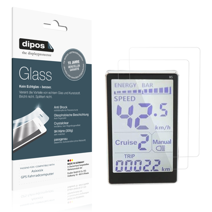 Klare Displayschutzfolie von dipos passend für Asixxsix GPS Fahrradcomputer, 9H kratzfest und blasenfrei montiert