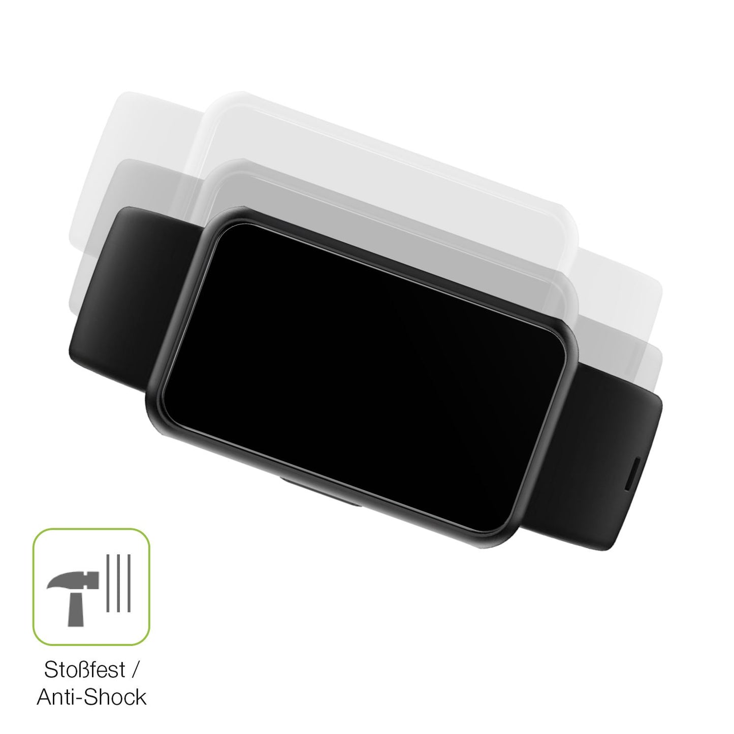 dipos Displayschutz für Asmoda Fitnesstracker 1,47 Zoll, transparente Oberfläche, perfekte Passform auch für die Rundungen