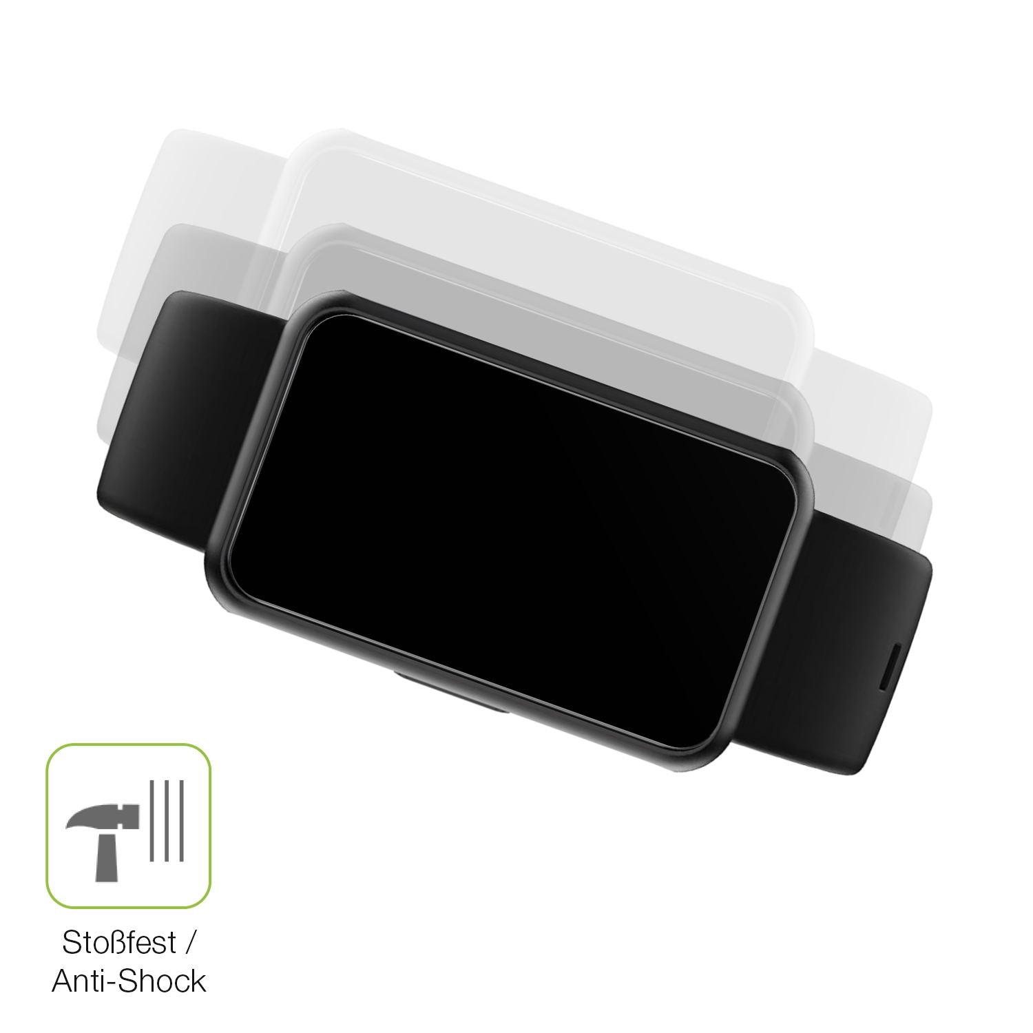 dipos Displayschutz für Asmoda Fitnesstracker 1,47 Zoll, transparente Oberfläche, perfekte Passform auch für die Rundungen