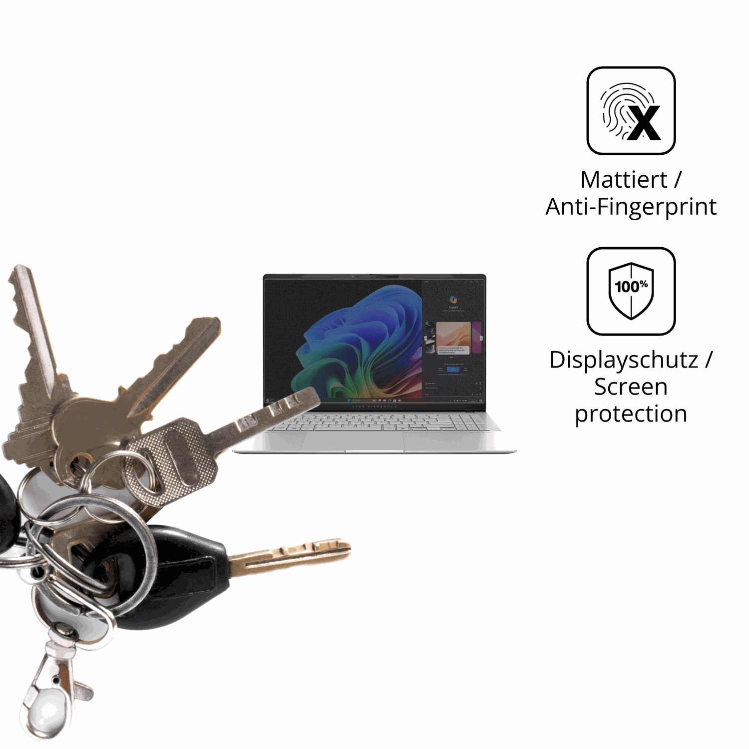 dipos Displayschutz für asus90nb14q2, mattierte Oberfläche, Blickschutzfilter und perfekter Passform