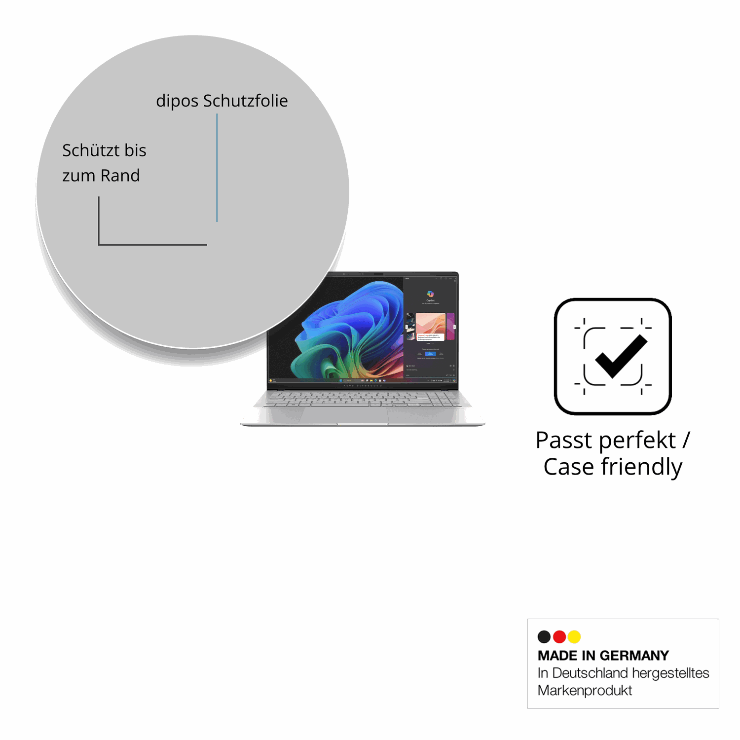 Schutzglasfolie mit optimaler Passform, zur Verwendung mit Hüllen geeignet