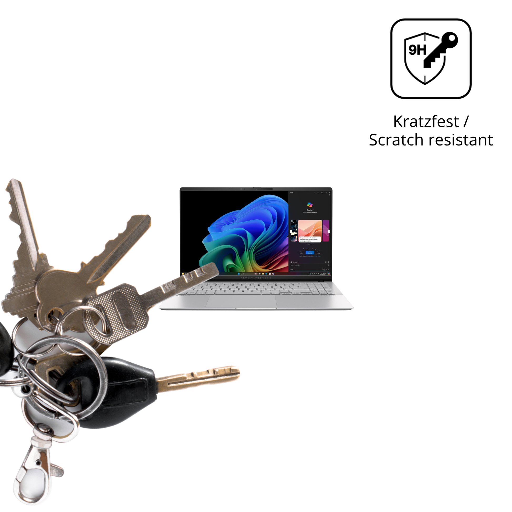 dipos Displayschutz für asus90nb14q2, transparente Oberfläche, perfekte Passform auch für die Rundungen