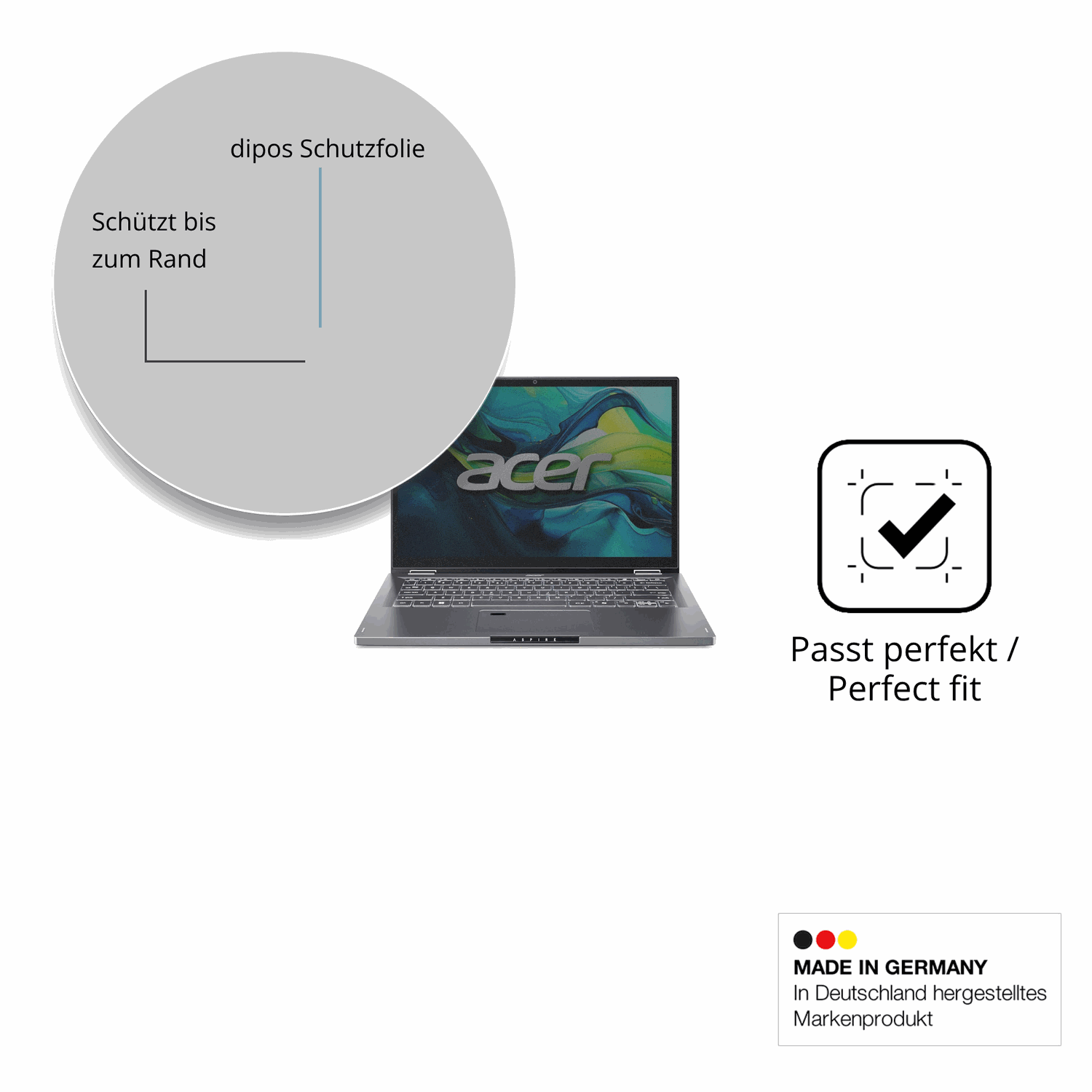 Schutz gegen Kratzer auf dem Asus Aspire 14 Glas durch Schlüssel oder Ähnliches