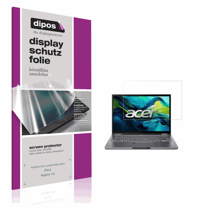 Klare Displayschutzfolie von dipos passend für Asus Aspire 14, präziser Zuschnitt und blasenfrei montiert