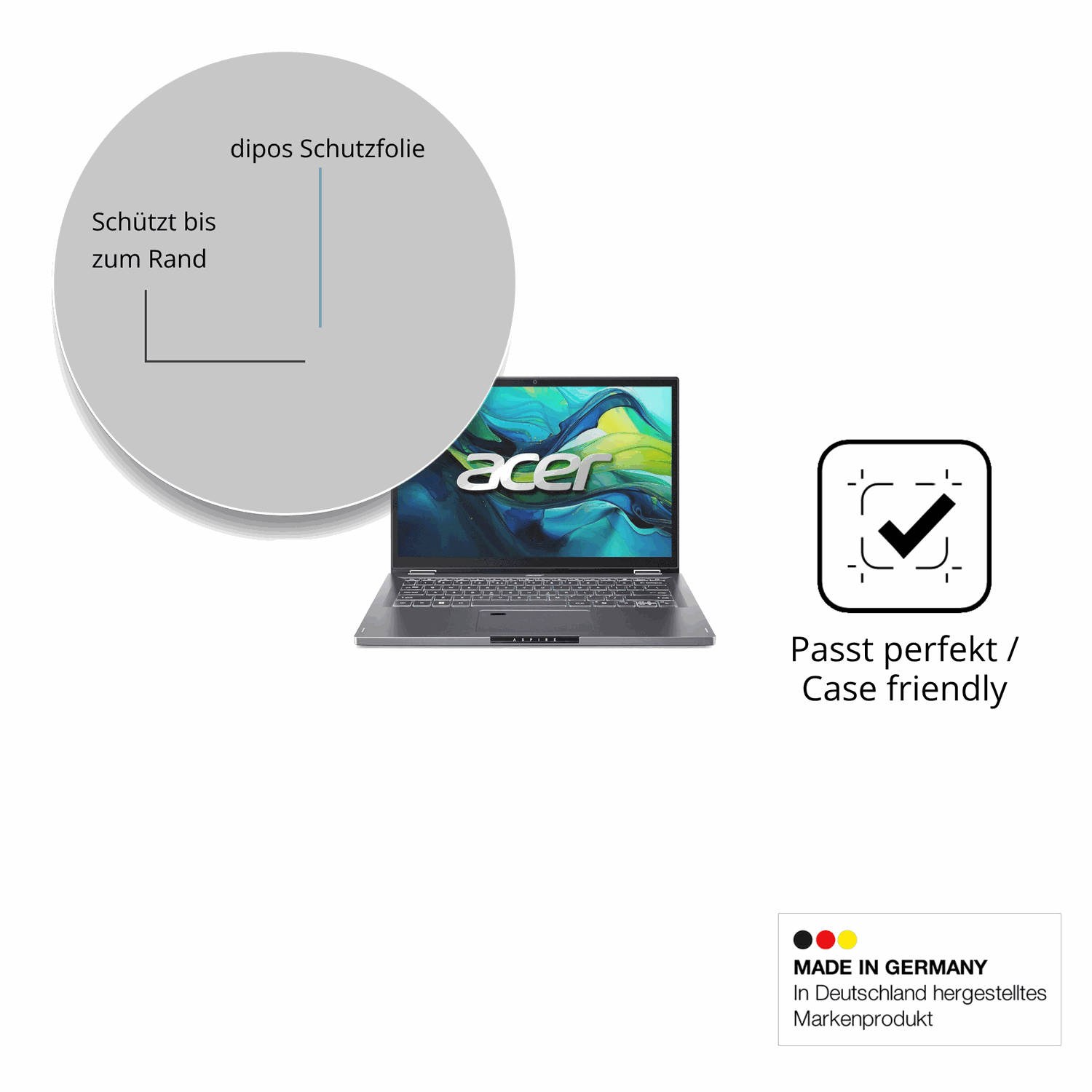 Schutzglasfolie mit optimaler Passform, zur Verwendung mit Hüllen geeignet