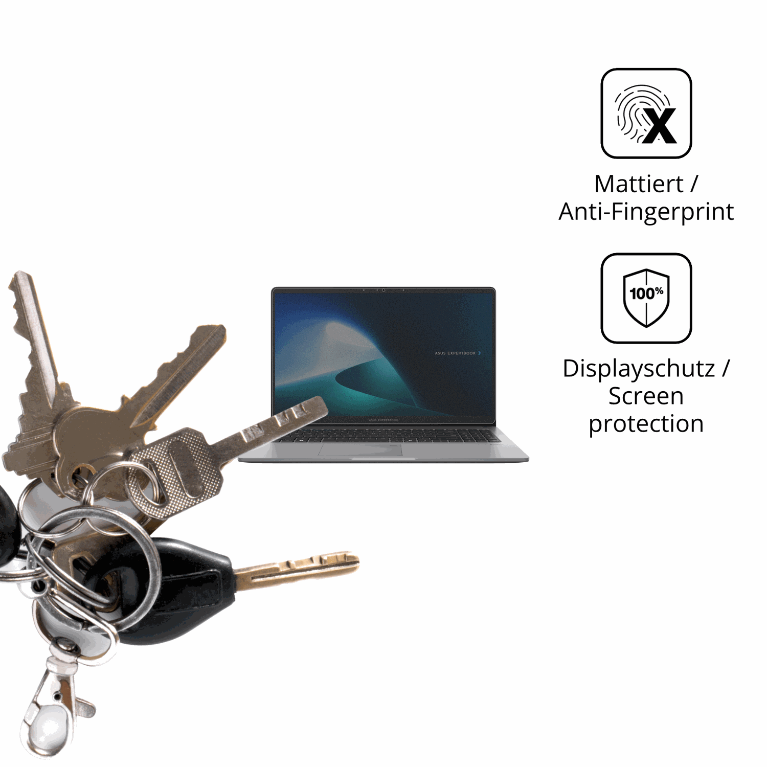 dipos Displayschutz für Asus ExpertBook P1, mattierte Oberfläche, Blickschutzfilter und perfekter Passform