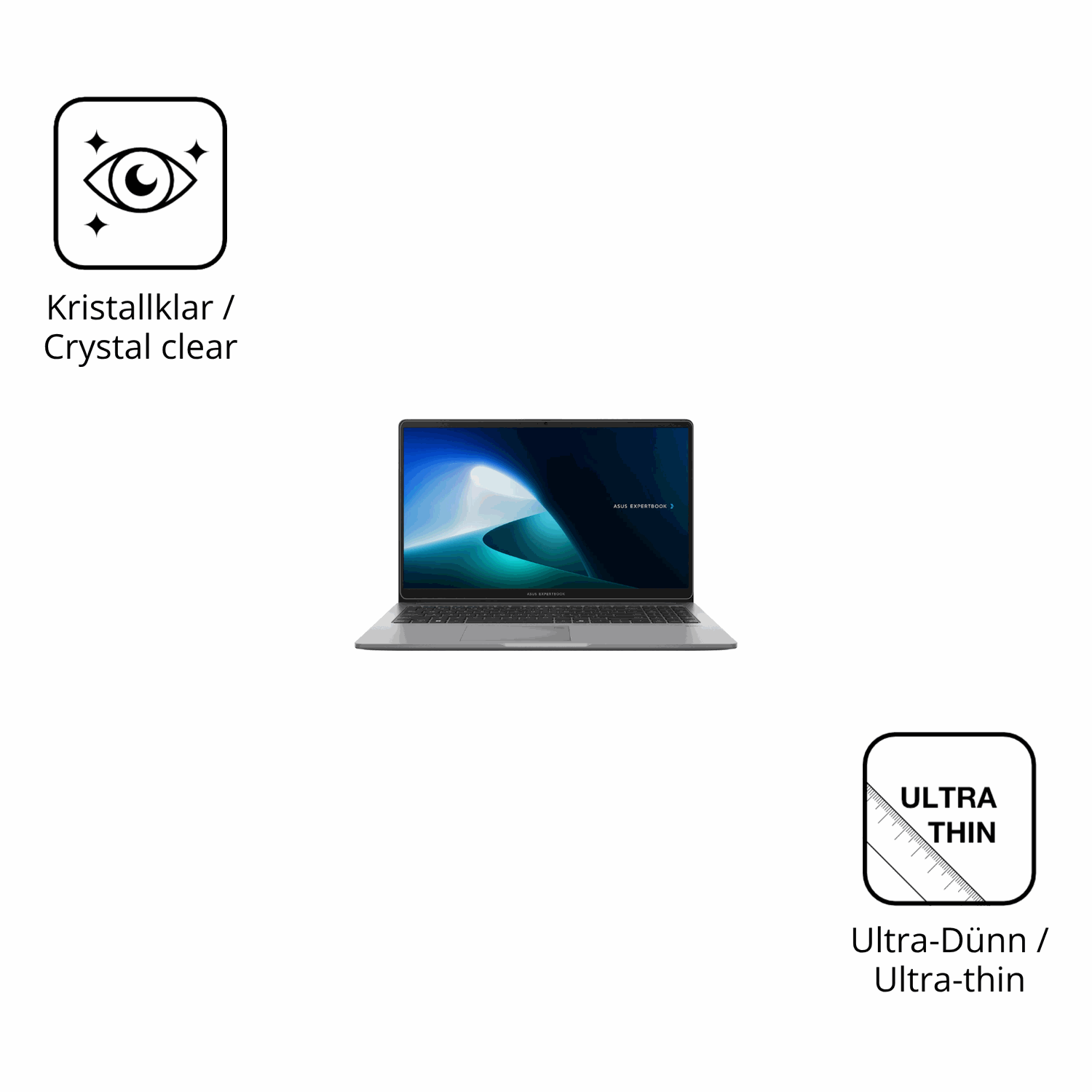 Dünne und klare Folie passend zugeschnitten für Asus ExpertBook P1