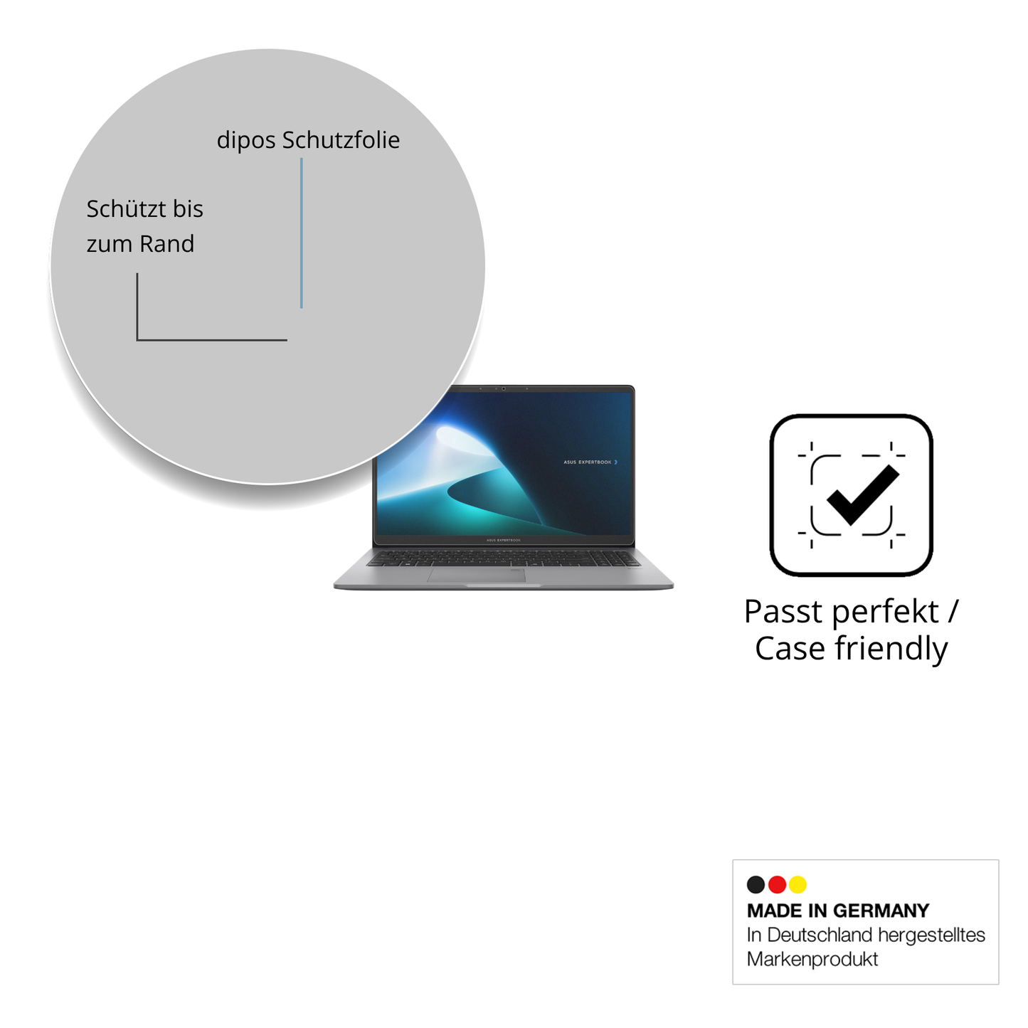 Schutzglasfolie mit optimaler Passform, zur Verwendung mit Hüllen geeignet