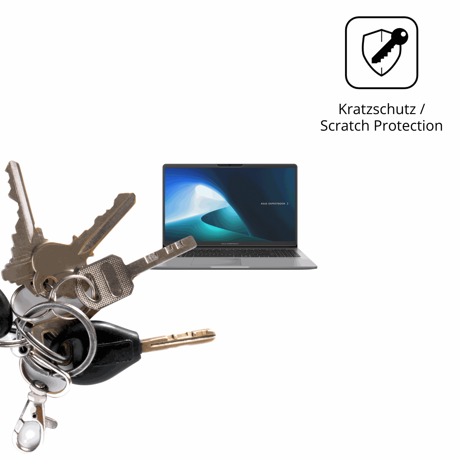 Schutz gegen Kratzer auf dem Asus ExpertBook P1 P1503CVA Glas durch Schlüssel oder Ähnliches