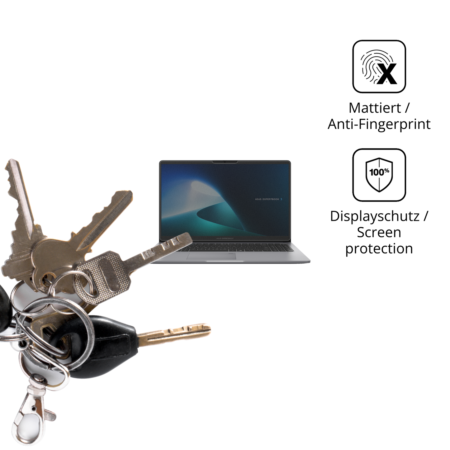 dipos Displayschutz für Asus ExpertBook P1 P1503CVA, mattierte Oberfläche, Blickschutzfilter und perfekter Passform