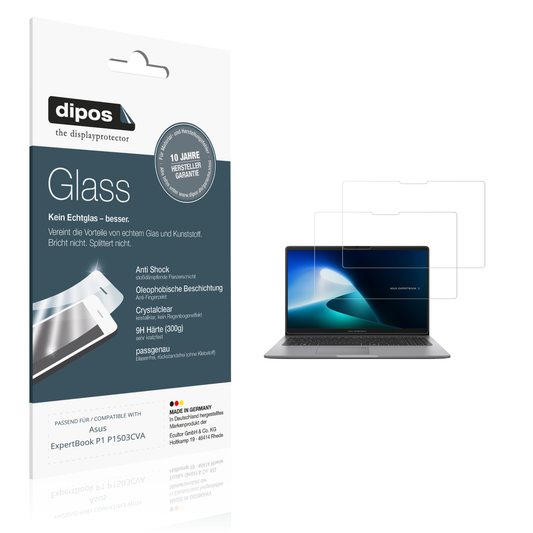 Klare Displayschutzfolie von dipos passend für Asus ExpertBook P1 P1503CVA, 9H kratzfest und blasenfrei montiert