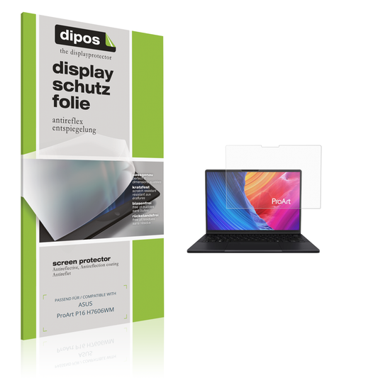 Matte Displayschutzfolie von dipos passend für ASUS ProArt P16 H7606WM, präziser Zuschnitt und blasenfrei montiert
