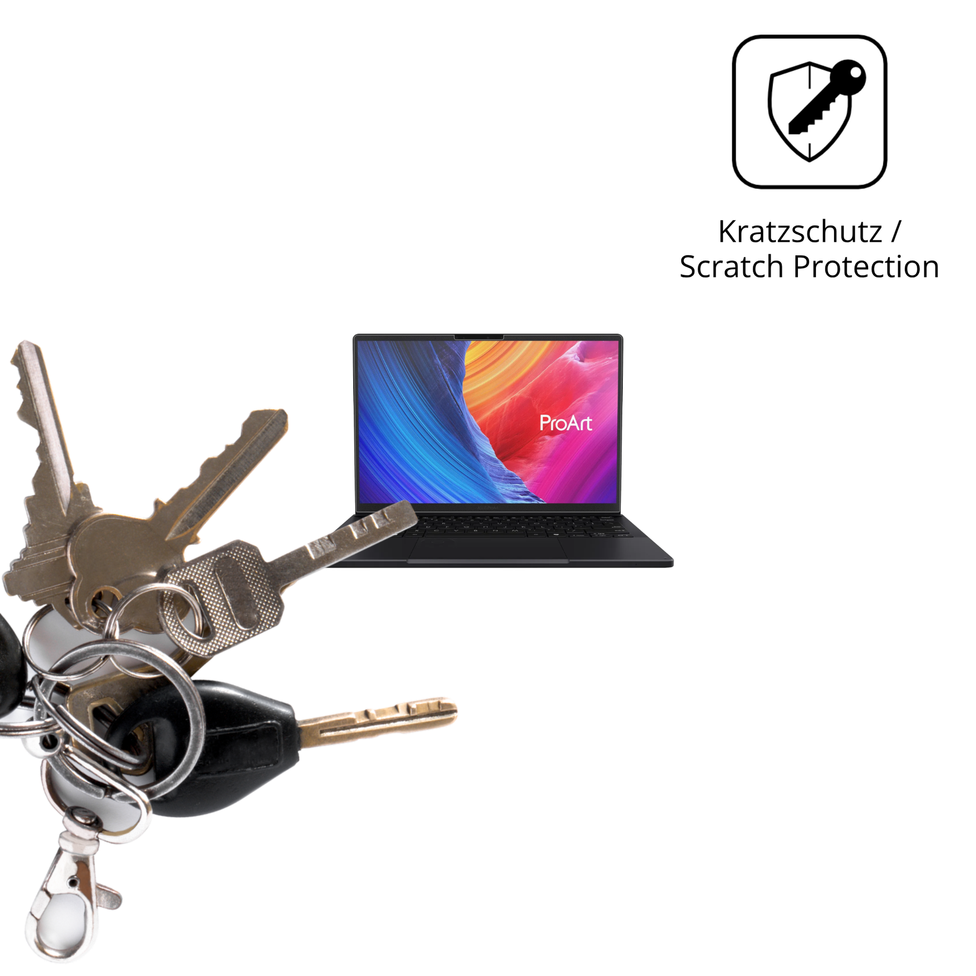 Schutz gegen Kratzer auf dem ASUS ProArt P16 H7606WM Glas durch Schlüssel oder Ähnliches