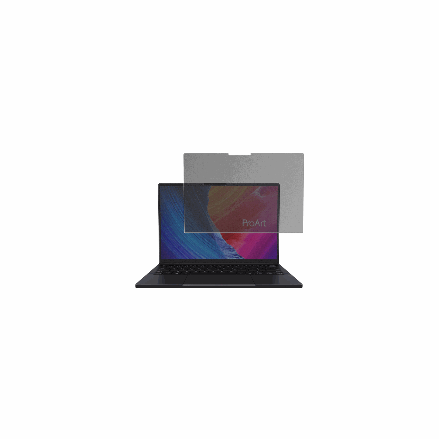 ASUSProArt P16 H7606WM mit aufgebrachtem dipos Displayschutz, der seitliche Einblicke blockiert