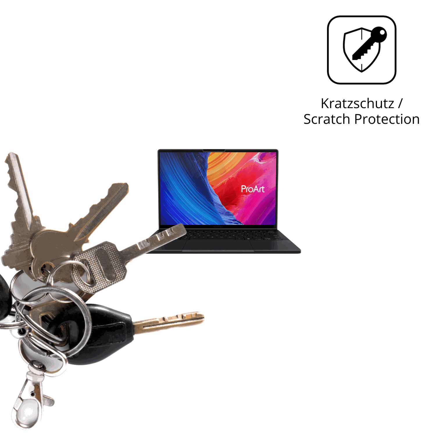 Schutz gegen Kratzer auf dem ASUS ProArt P16 H7606WM Glas durch Schlüssel oder Ähnliches