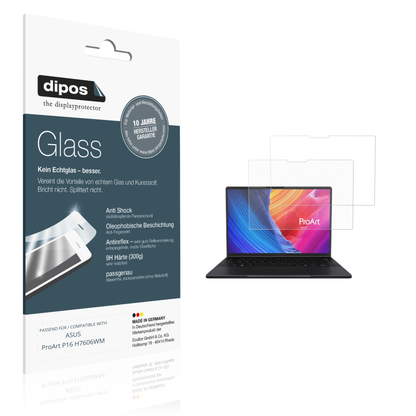 Matte Displayschutzfolie von dipos passend für ASUS ProArt P16 H7606WM, 9H kratzfest und blasenfrei montiert