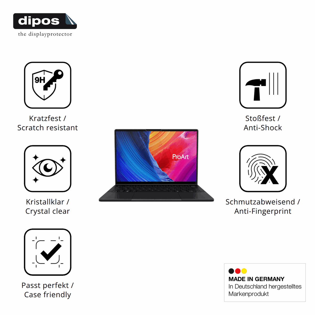 Displayschutz hergestellt in Deutschland, höchste Qualität made in Germany
