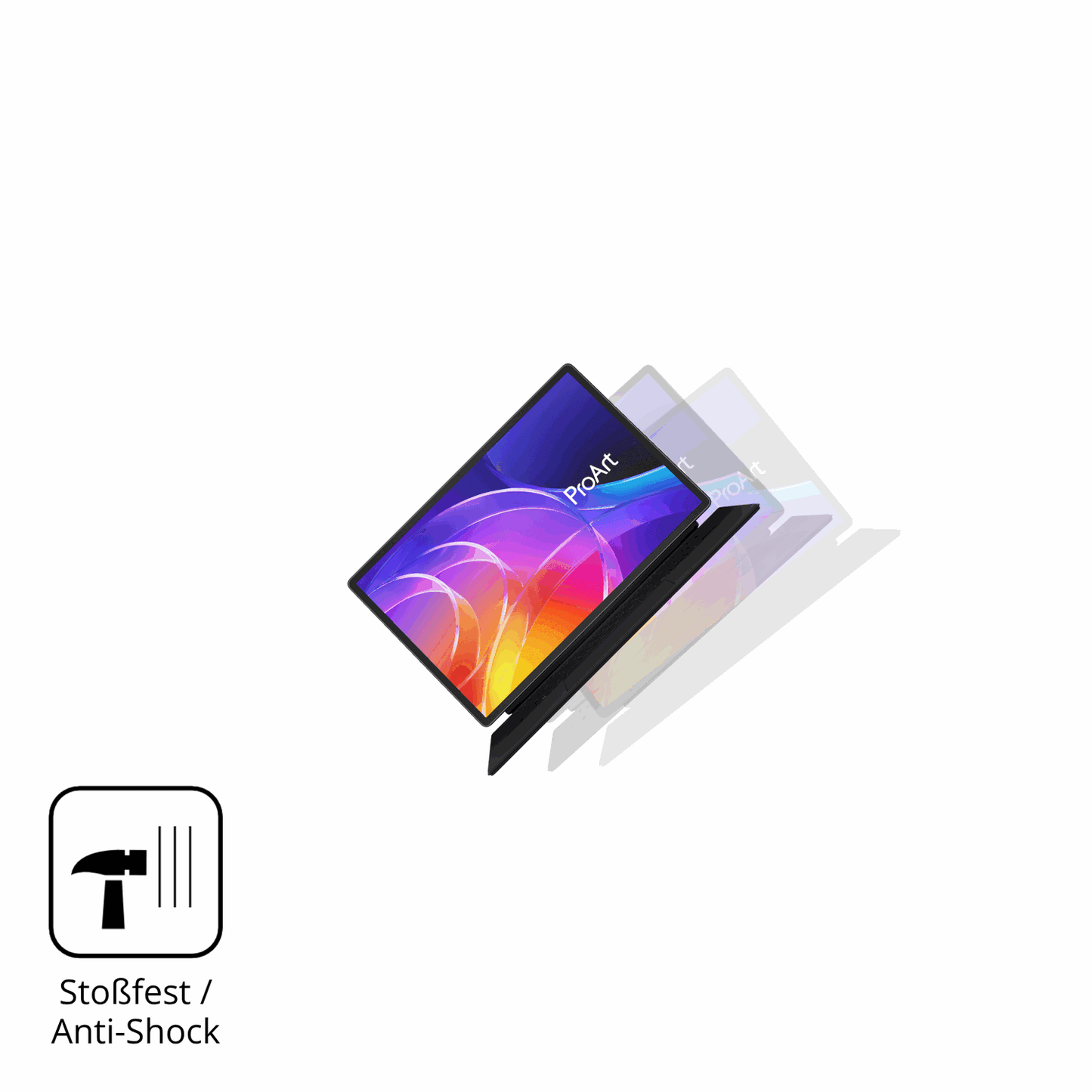 Schutz gegen Kratzer auf dem ASUS ProArt PZ14 Glas durch Schlüssel, Stöße gegen die Tischkante oder Stürze