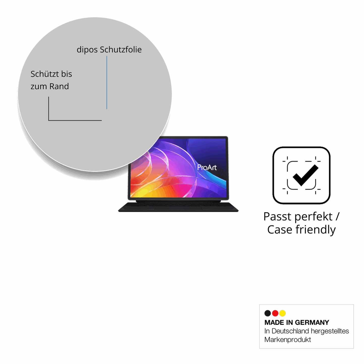 Schutzglasfolie mit optimaler Passform, zur Verwendung mit Hüllen geeignet