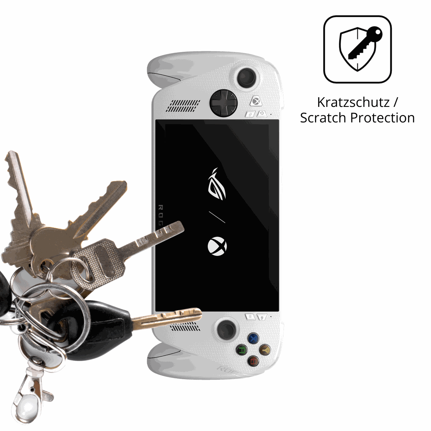 Schutz gegen Kratzer auf dem Asus ROG Ally Glas durch Schlüssel oder Ähnliches