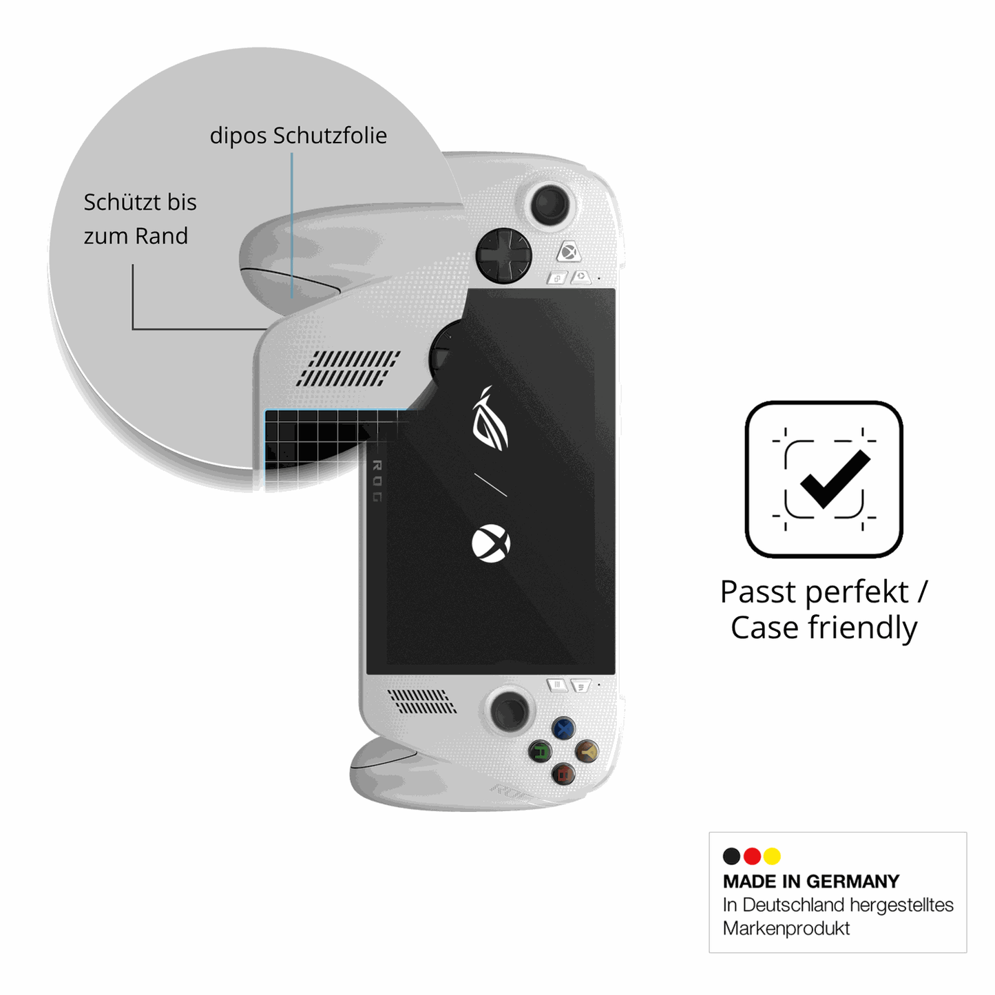 Schutzglasfolie mit optimaler Passform, zur Verwendung mit Hüllen geeignet