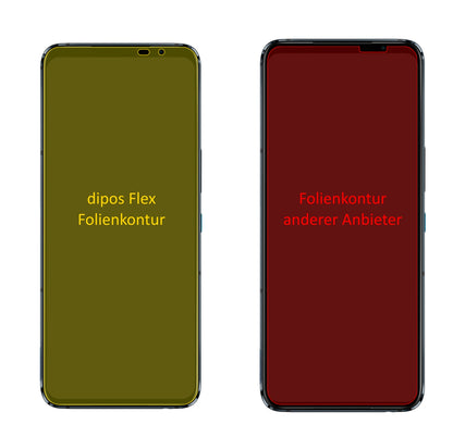 AsusROG Phone 5 Pro mit aufgebrachter dipos Displayschutzfolie, glasklare Darstellung ohne Einschränkungen