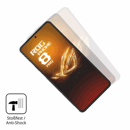 Schutz gegen Kratzer auf dem Asus Rog Phone 8 Pro Glas durch Schlüssel, Stöße gegen die Tischkante oder Stürze