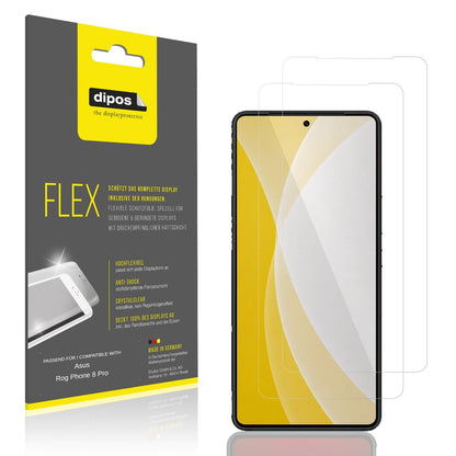 Klare Displayschutzfolie von dipos passend für Asus Rog Phone 8 Pro, 100% Displayabdeckung und blasenfreie Montage