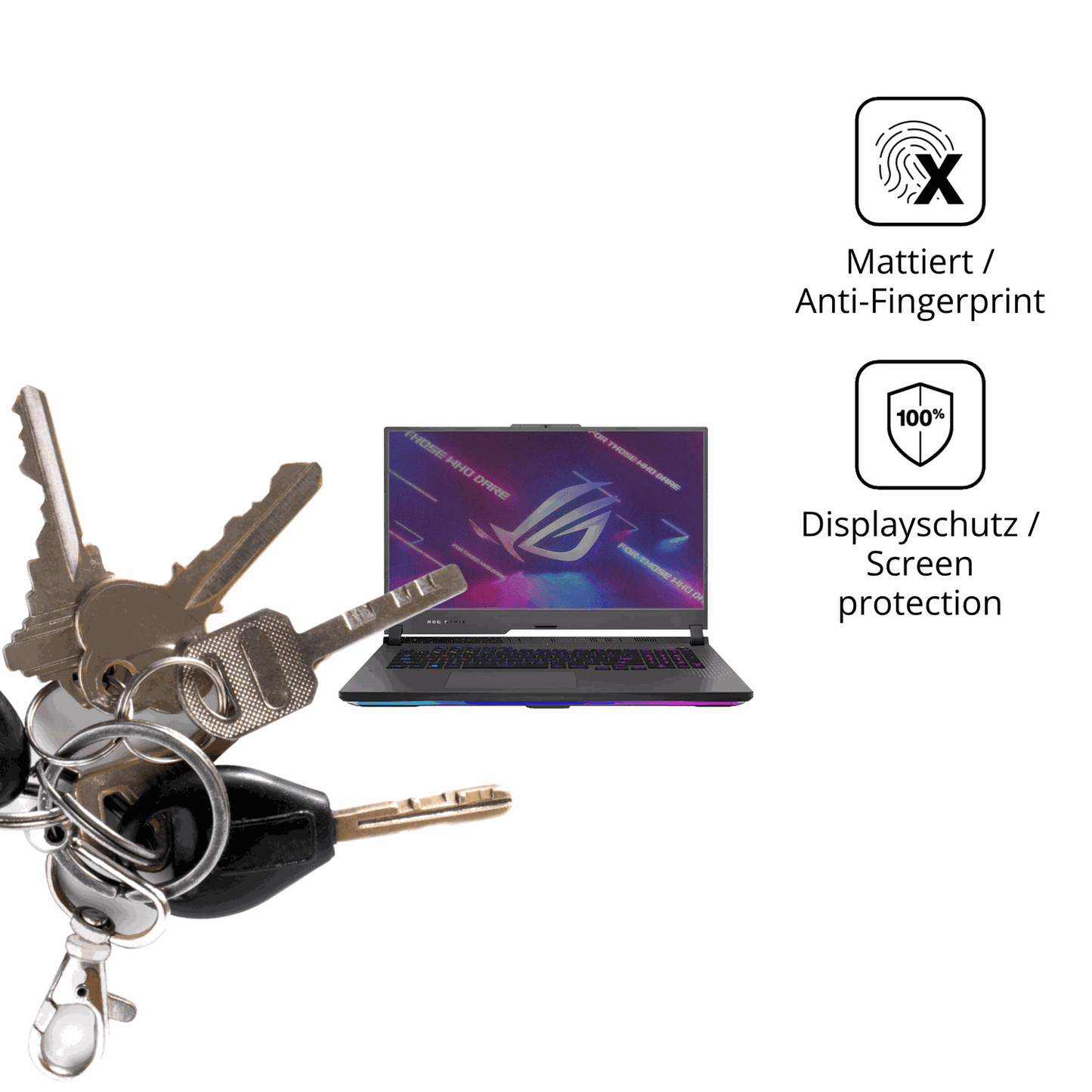 dipos Displayschutz für ASUS ROG Strix G17 17.3 Zoll, mattierte Oberfläche, Blickschutzfilter und perfekter Passform