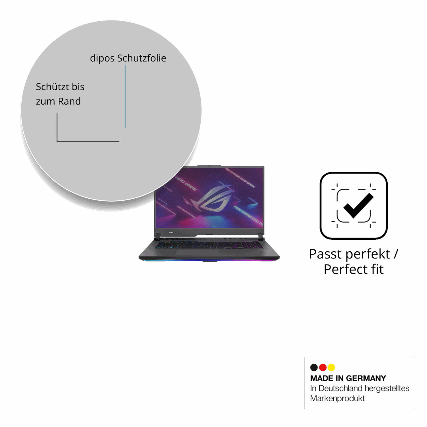 Schutz gegen Kratzer auf dem ASUS ROG Strix G17 17.3 Zoll Glas durch Schlüssel oder Ähnliches