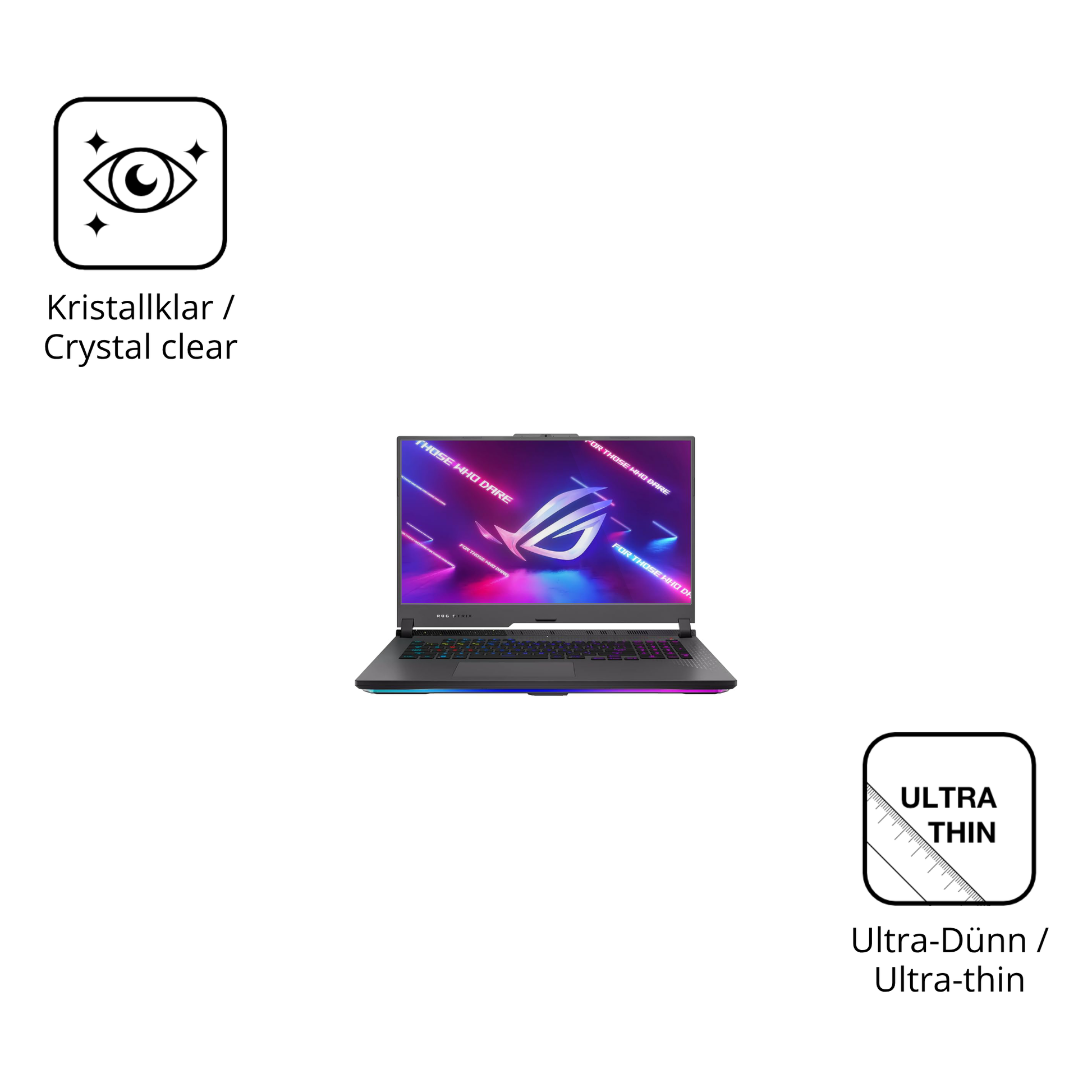 Dünne und klare Folie passend zugeschnitten für ASUS ROG Strix G17 17.3 Zoll