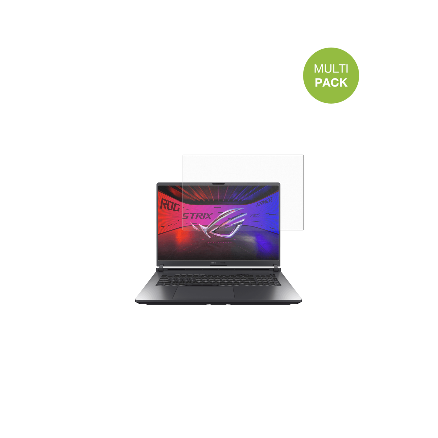 AsusRog Strix G18 2025 mit aufgebrachter dipos Displayschutzfolie, die lästige Fingerabdrücke minimiert