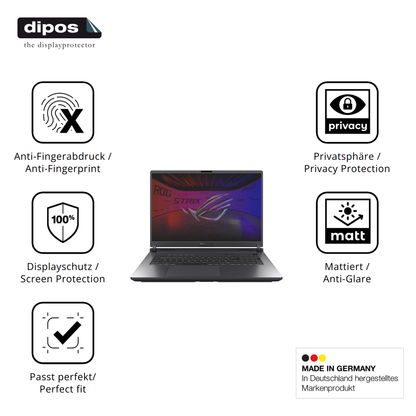 Privatsphäre-Schutz durch Sichtschutz-Folie passend zugeschnitten für Asus Rog Strix G18 2025