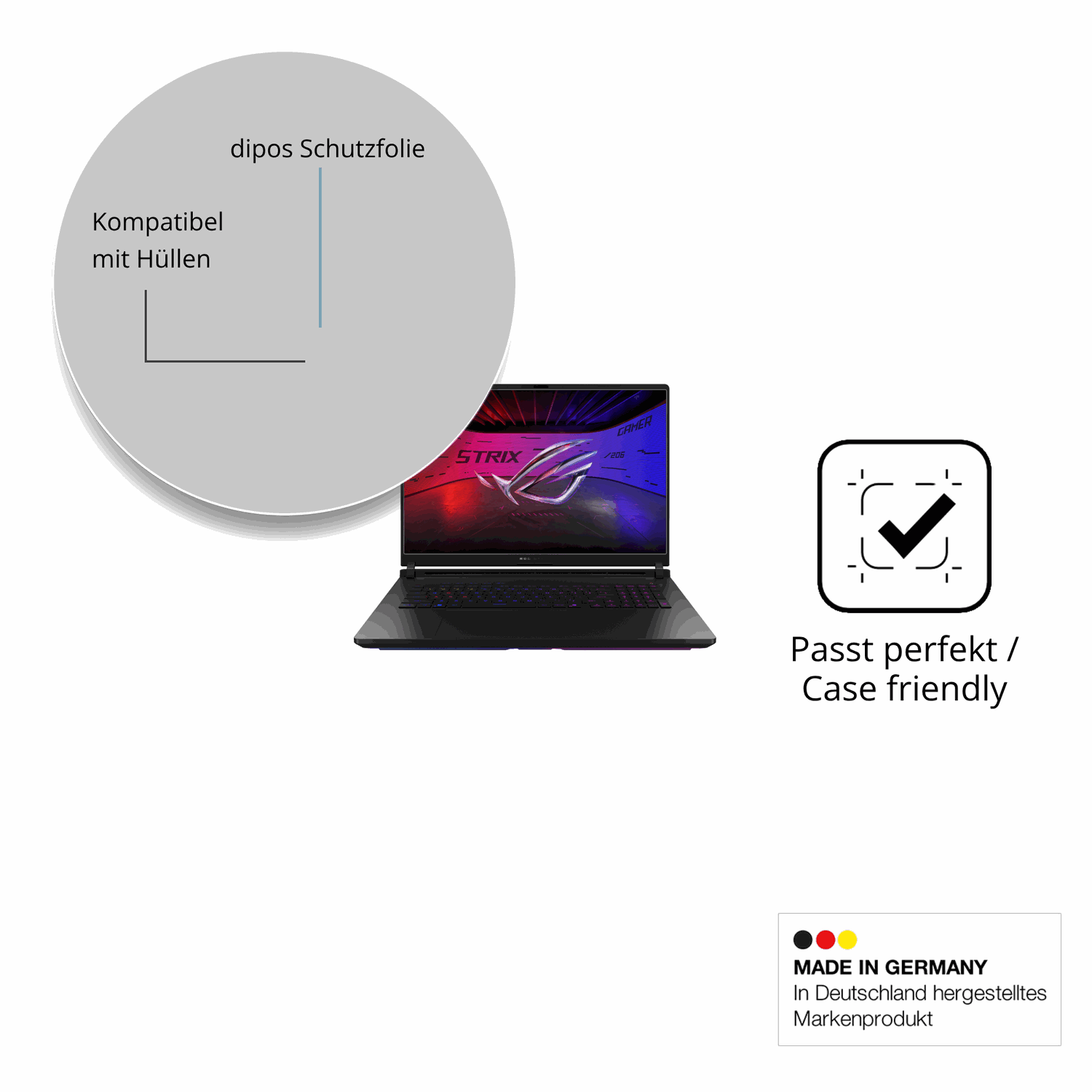 Schutzfolie mit optimaler Passform, zur Verwendung mit Hüllen geeignet