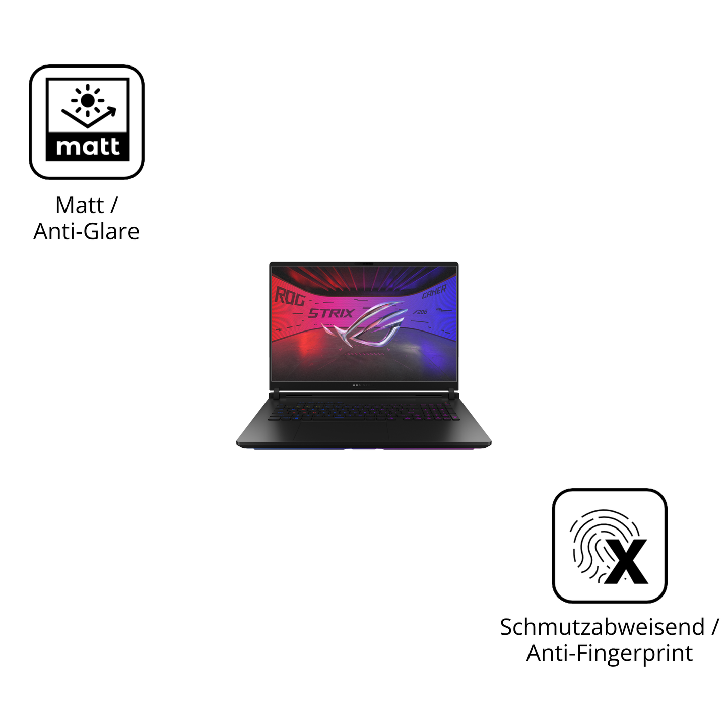 9H Hartbeschichtete, flexible Folie passend zugeschnitten für Asus ROG Strix SCAR 18 2025