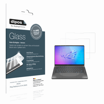 Klare Displayschutzfolie von dipos passend für ASUS Rog Zephyrus G14 2025, 9H kratzfest und blasenfrei montiert