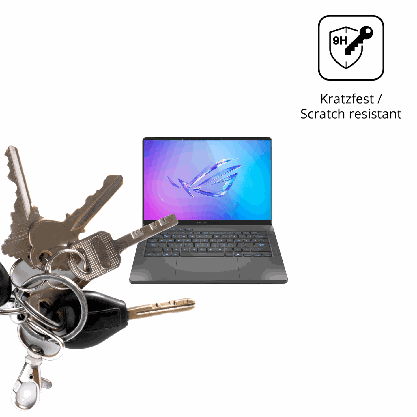 dipos Displayschutz für ASUS Rog Zephyrus G14 2025, transparente Oberfläche, perfekte Passform auch für die Rundungen