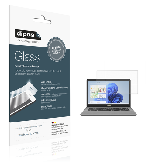 Matte Displayschutzfolie von dipos passend für Asus Vivobook 17 X705, 9H kratzfest und blasenfrei montiert